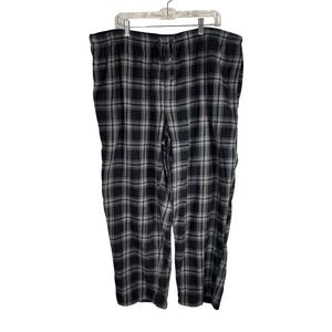 Stafford Mens XXL Black Grey Plaid Cotton Flannel Sleep Pajama Pants Regular Fit